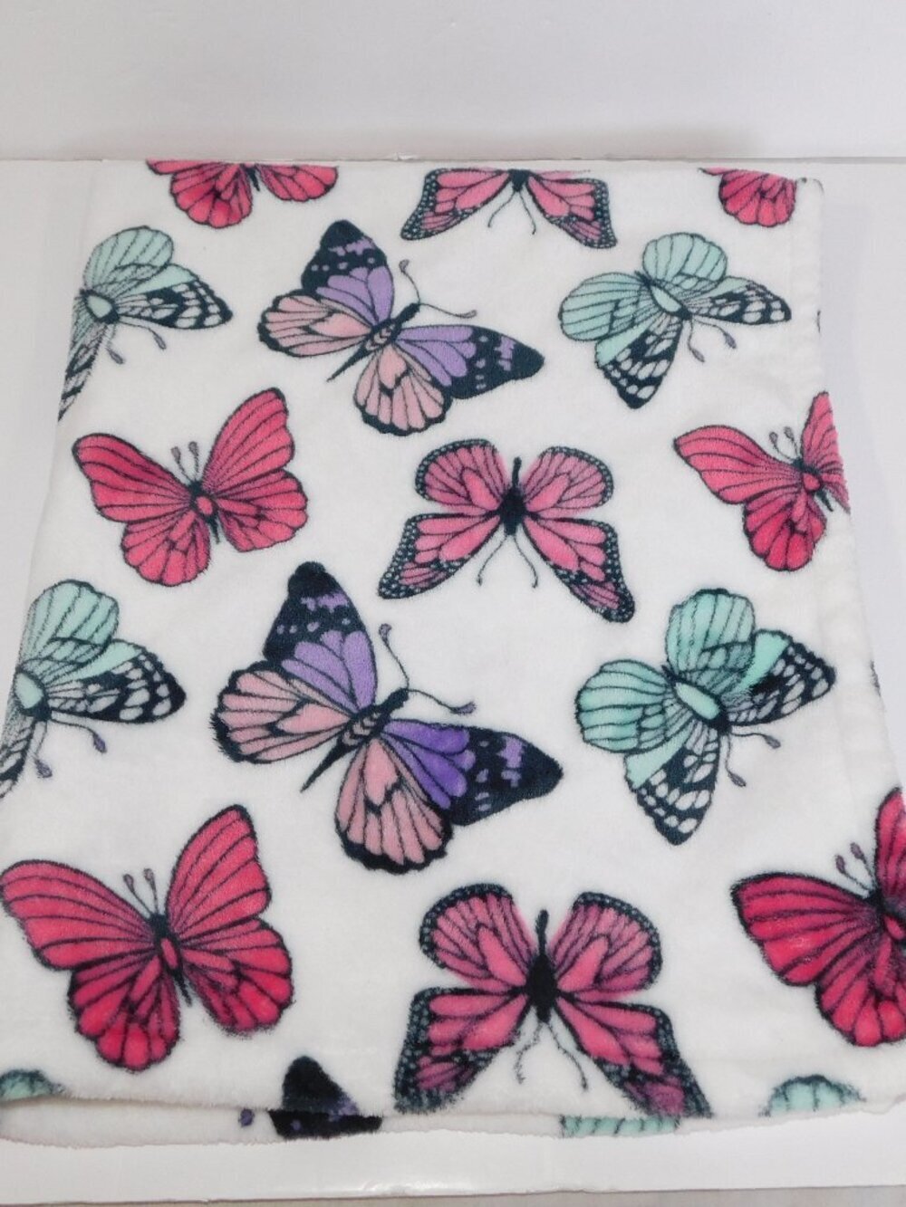Buba Baby Pink Purple Blue Butterflies Plush Fleece Baby Blanket 29" x 34"